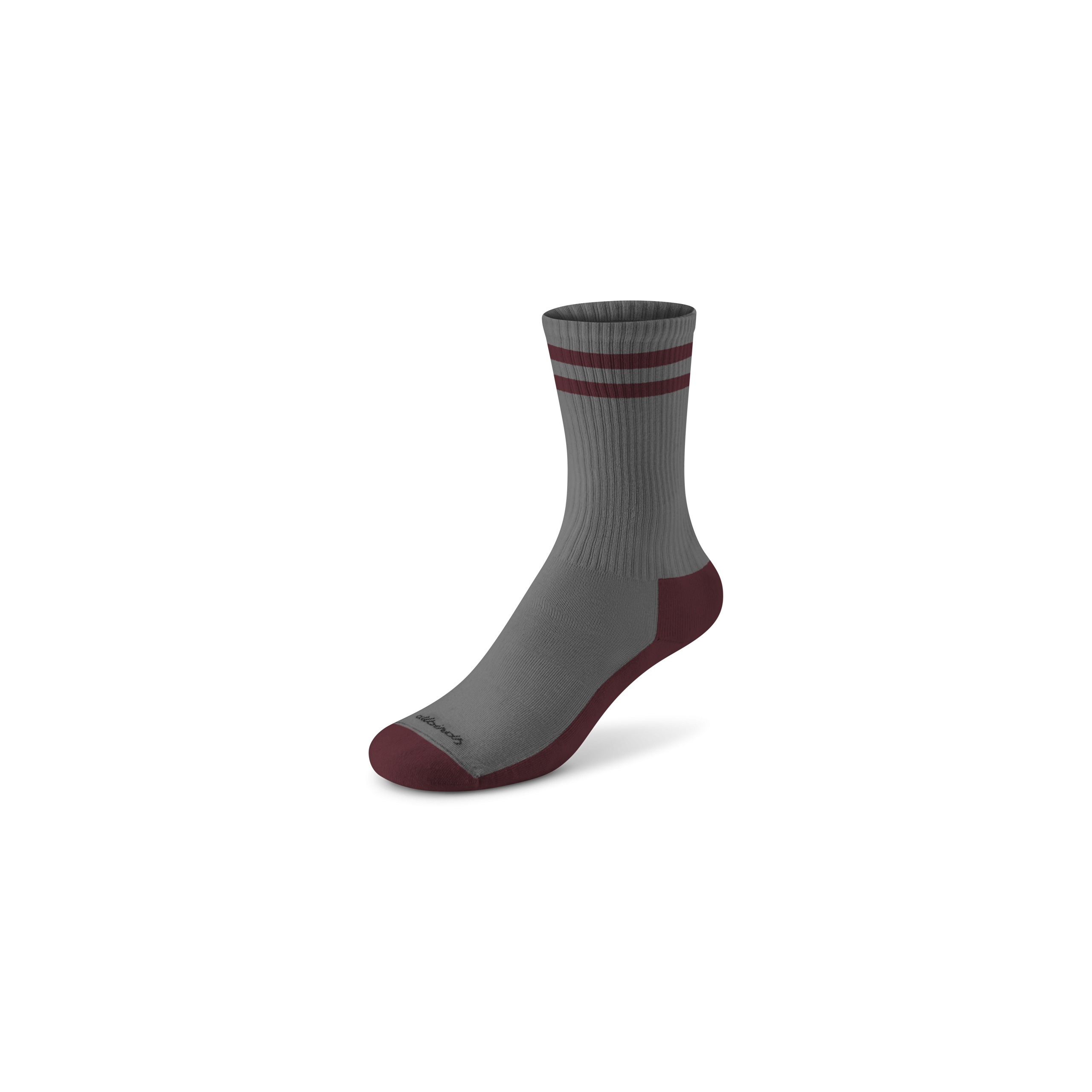 Anytime Crew Sock - Medium Grey/Hazy Burgundy Stripe